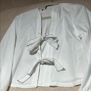 Zara White Blouse with Bow Details
